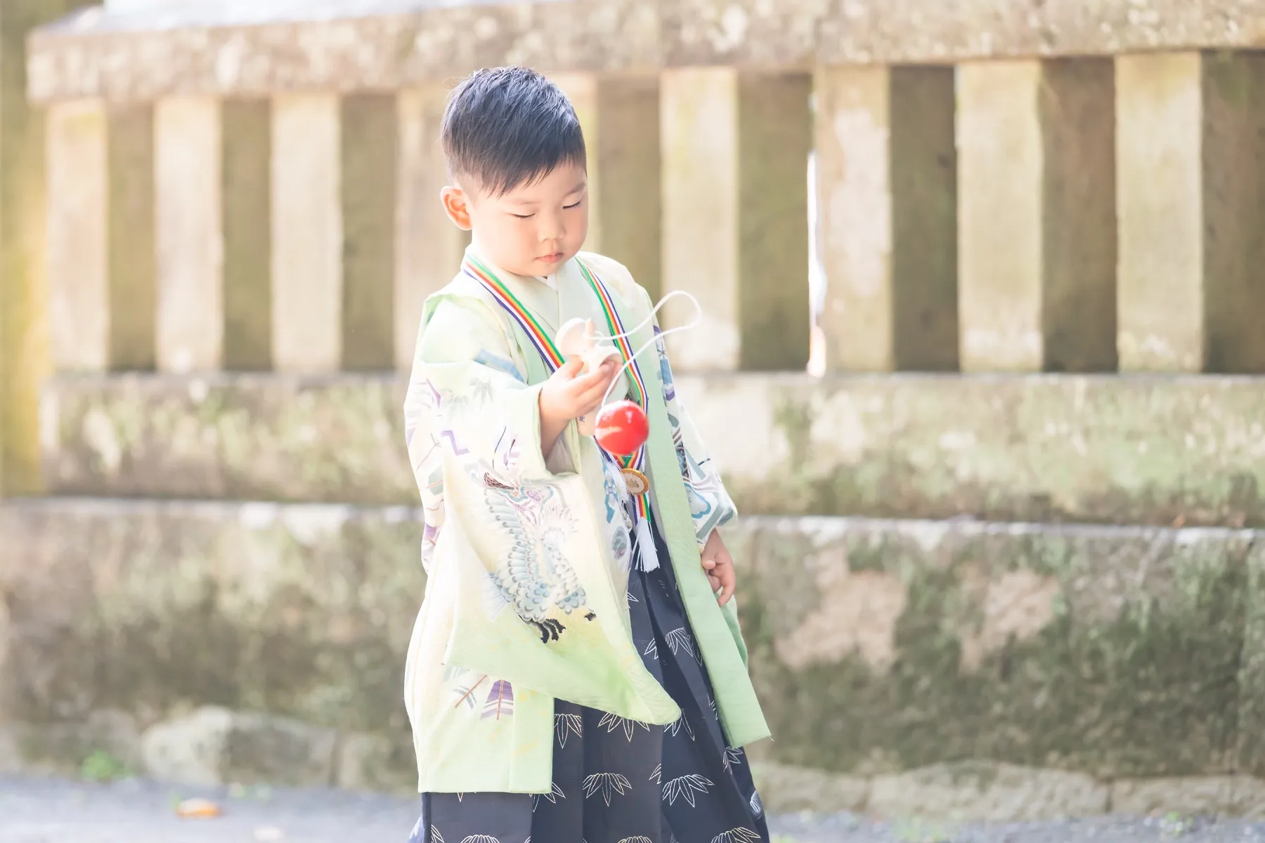 七五三で家族と過ごす子どもの写真